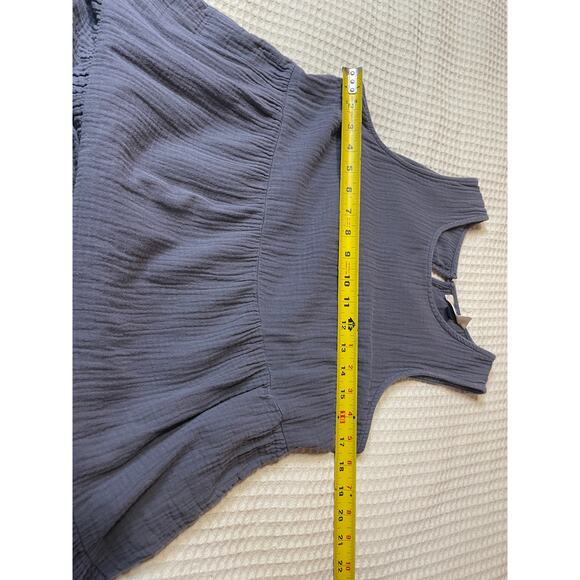 Universal Thread Cotton Gauzy Tank Tiered Navy Blur Mini Dress W/ Pockets Small - Picture 9 of 12